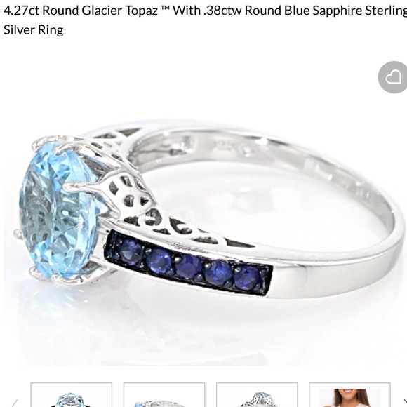 4.27 glacier blue topaz w/ 38 points blue sapphire - Picture 2 of 5